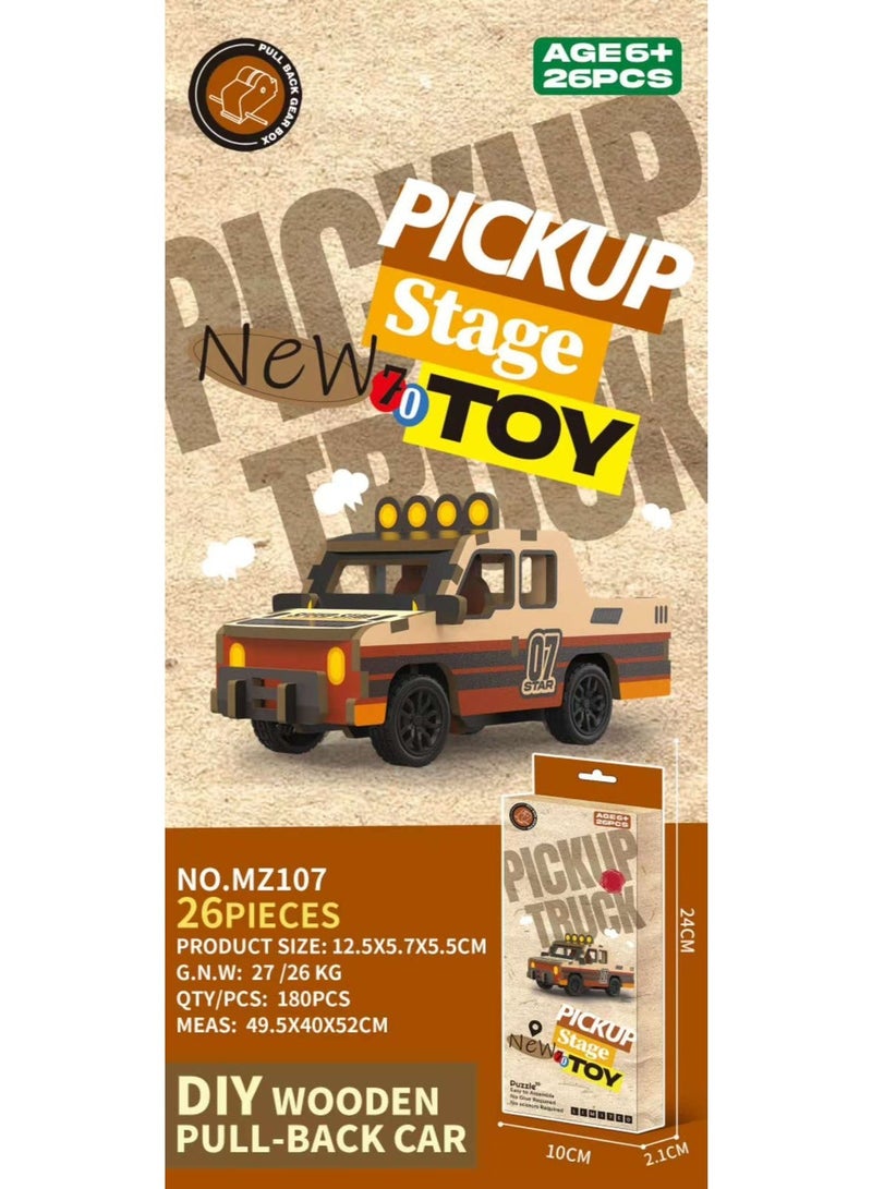 3D DIY Wooden Pull Back Bus or Truck or Car - Image 3